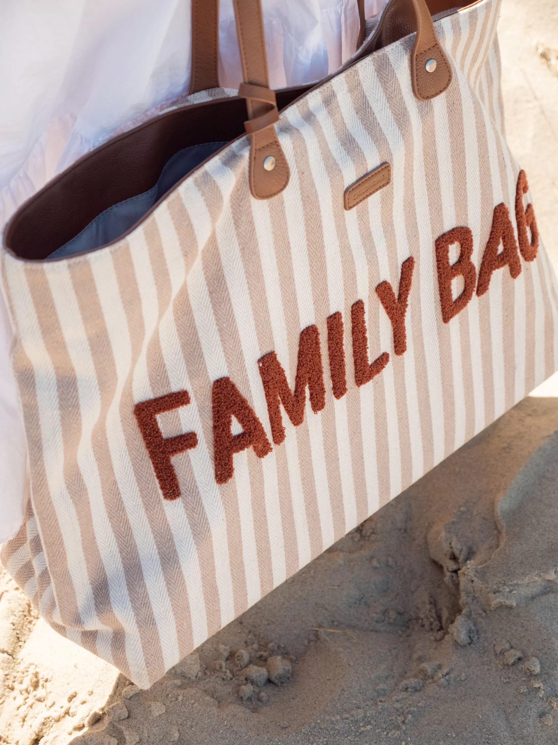 Hot Family Bag Sac à Langer - Rayures - Nude/Terracotta Family Bag | Family Bag