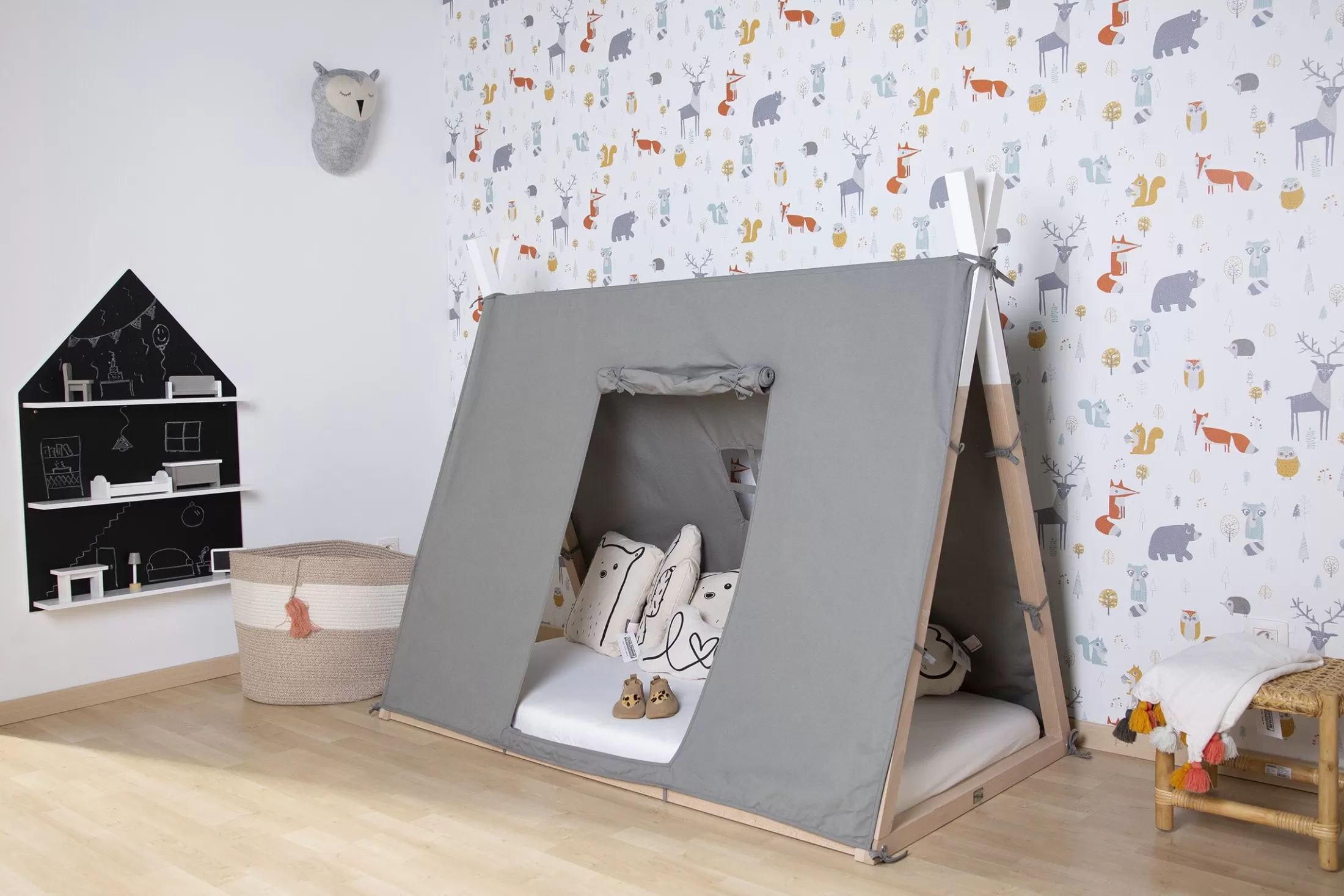 Shop Lit Tipi - 70x140 Cm - Bois - Naturel Blanc Enfant Cadres De Lit | Lits D'enfant Et De Bébé