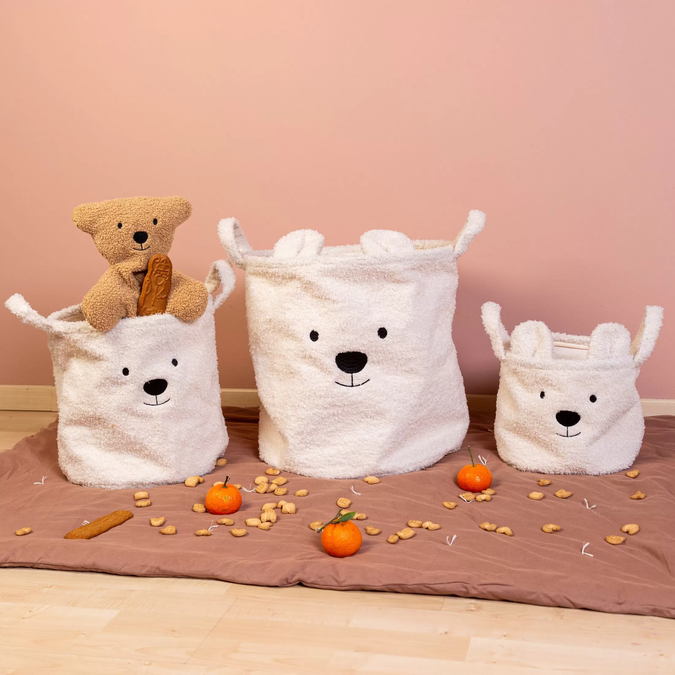 Discount Panier De Rangement - 25x20x20 Cm - Teddy - Ecru Paniers De Rangement