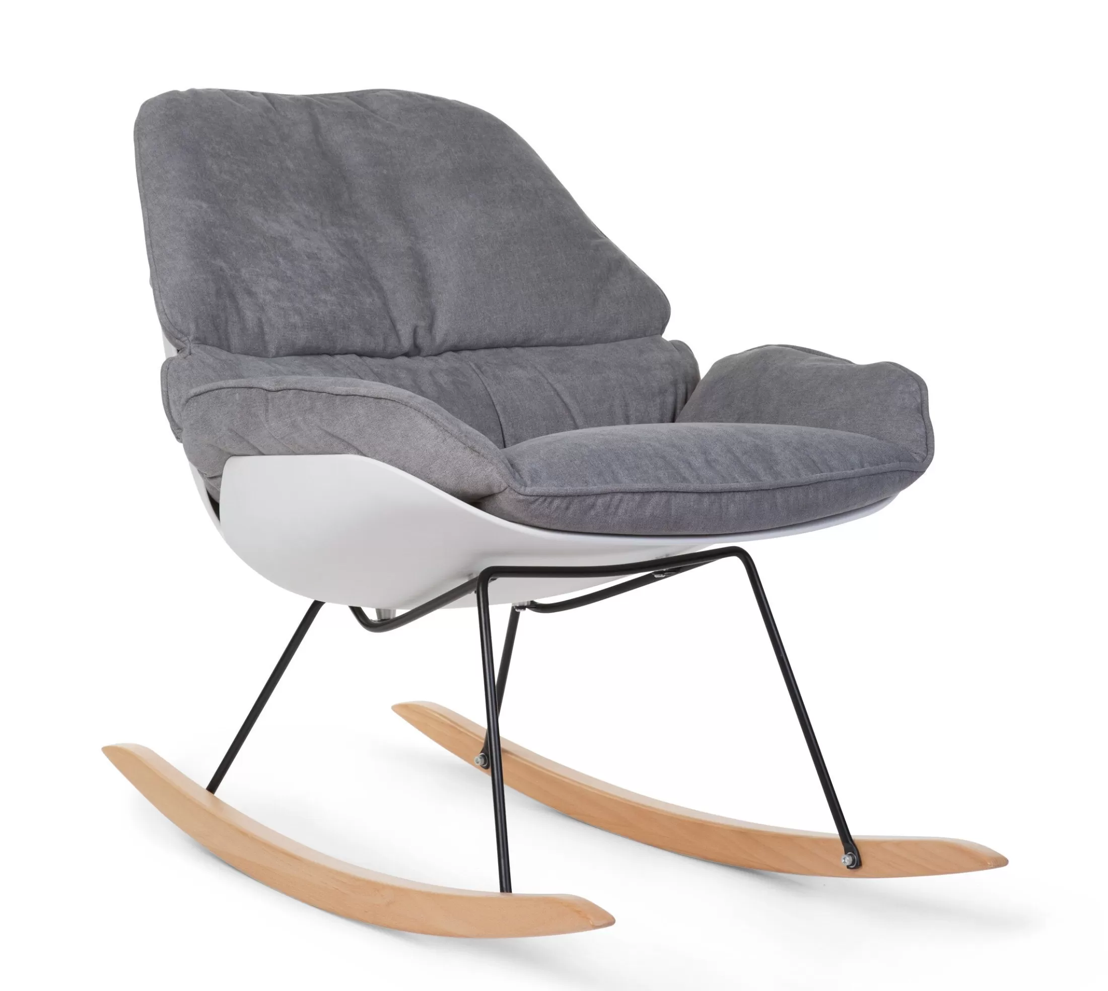 Best Sale Rocking Chaise A Bascule Lounge - Blanc Gris Fauteuils À Bascule