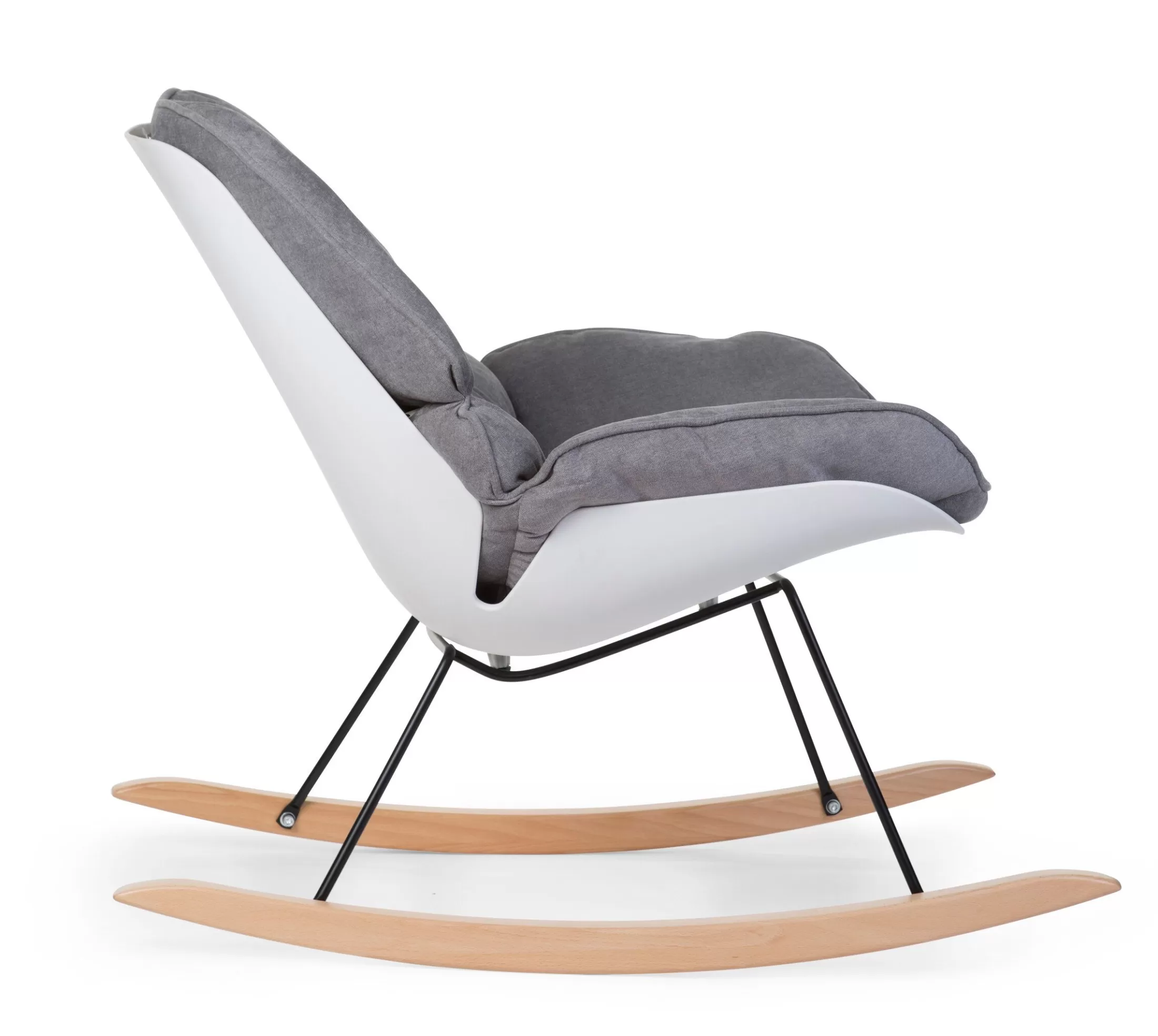 Best Sale Rocking Chaise A Bascule Lounge - Blanc Gris Fauteuils À Bascule